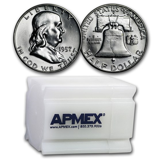 1957-D Franklin Half Dollar 20-Coin Roll BU 1957-D Franklin Half Dollar 20-Coin Roll BU