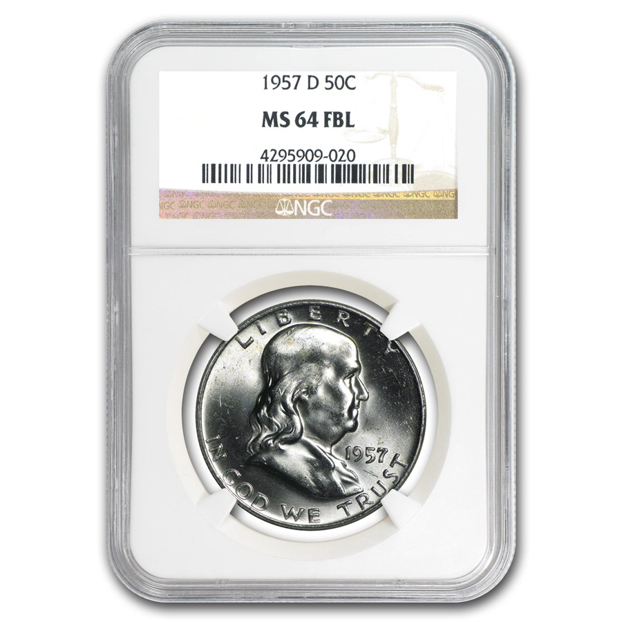 1957-D Franklin Half Dollar MS-64 NGC (FBL)