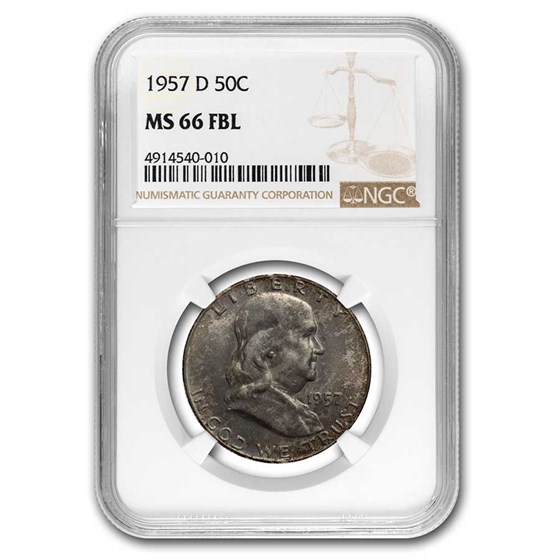 1957-D Franklin Half Dollar MS-66 NGC (FBL) (Toned) 1957-D Franklin Half Dollar MS-66 NGC (FBL) (Toned)