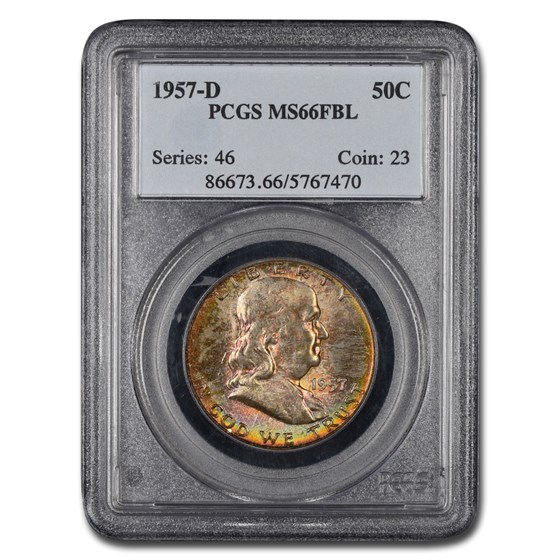 1957-D Franklin Half Dollar MS-66 PCGS (FBL) 1957-D Franklin Half Dollar MS-66 PCGS (FBL)
