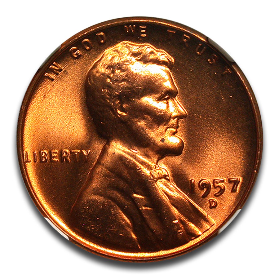 1957-D Lincoln Cent MS-67 NGC (Red)