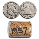 1957 Franklin Half Dollar 20-Coin Roll Avg Circ