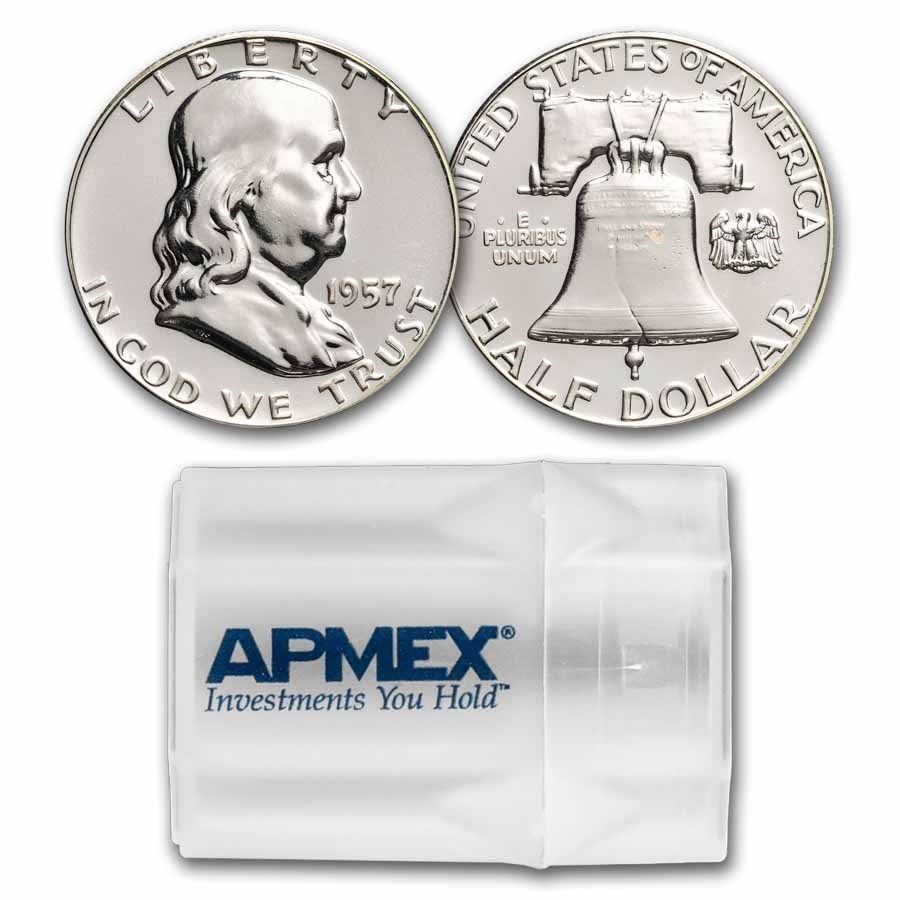 1957 Franklin Half Dollar 20-Coin Roll Proof