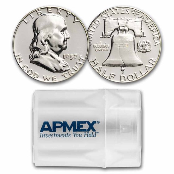 1957 Franklin Half Dollar 20-Coin Roll Proof 1957 Franklin Half Dollar 20-Coin Roll Proof