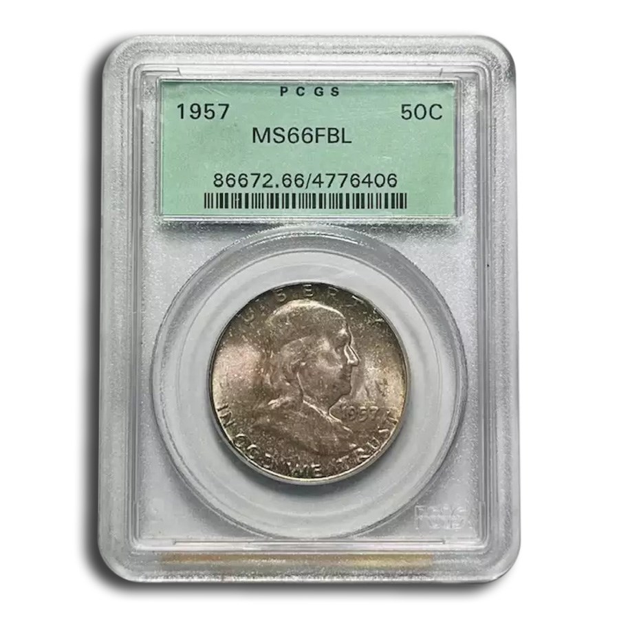 1957 Franklin Half Dollar MS-66 PCGS (FB, OGH)