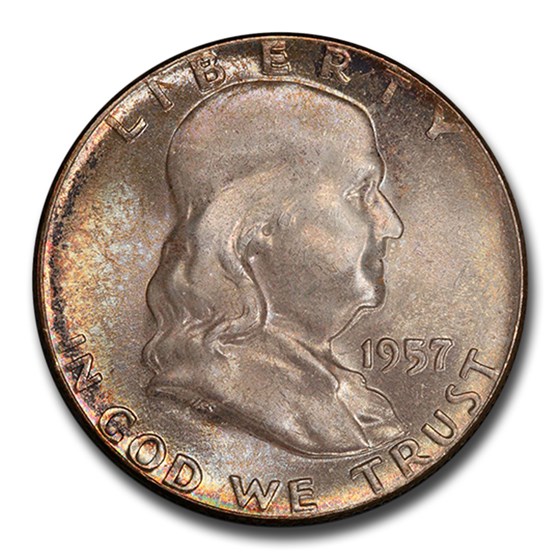1957 Franklin Half Dollar MS-66 PCGS (FBL) (Toned) 1957 Franklin Half Dollar MS-66 PCGS (FBL) (Toned)