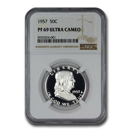 1957 Franklin Half Dollar PF-69 UCAM NGC 1957 Franklin Half Dollar PF-69 UCAM NGC