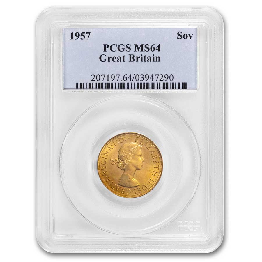 1957 Great Britain Gold Sovereign Elizabeth II MS-64 PCGS