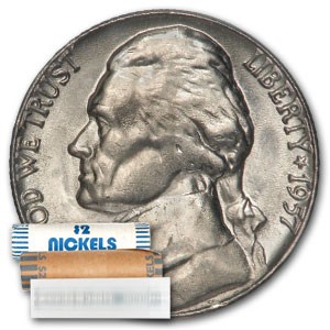 1957 Jefferson Nickel 40-Coin Roll BU
