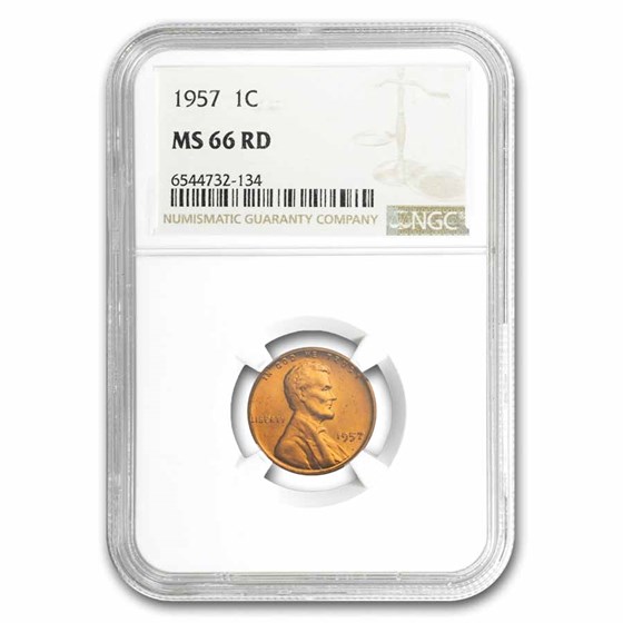 1957 Lincoln Cent MS-66 NGC (Red)