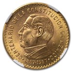 1957 Mexico Gold 10 Peso Constitution Centennial MS-63 NGC