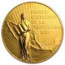 1957 Mexico Gold Medallic 50 Peso Constitution Centennial AU