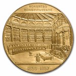 1957 Mexico Gold Medallic 50 Peso Constitution Centennial BU