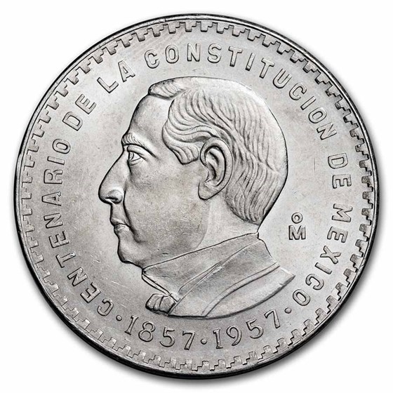 1957 Mexico Silver 5 Pesos Constitution BU (ASW .4179 oz)
