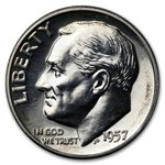 1957 Roosevelt Dime 50-Coin Roll Proof