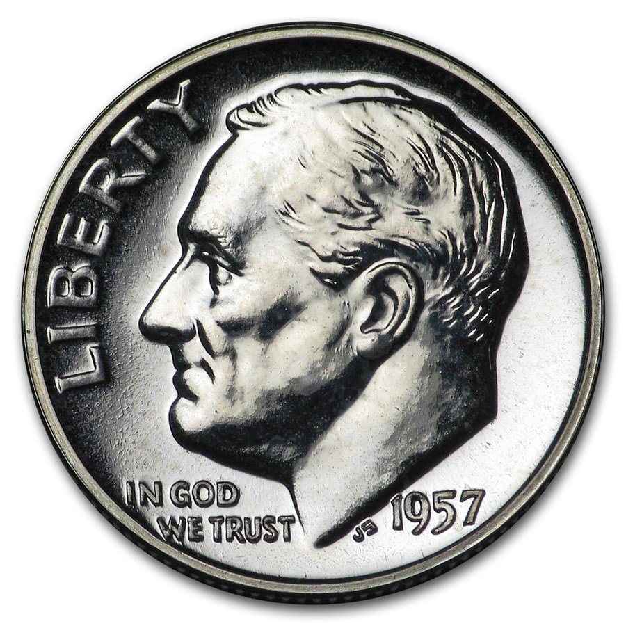 1957 Roosevelt Dime Gem Proof