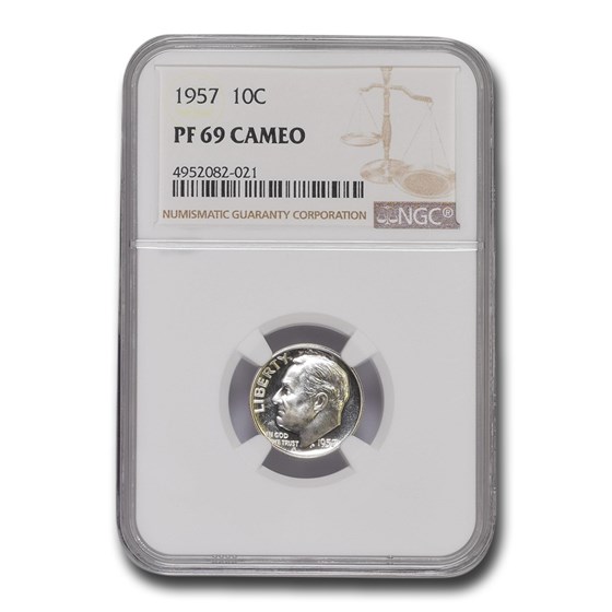 1957 Roosevelt Dime PF-69 Cameo NGC 1957 Roosevelt Dime PF-69 Cameo NGC