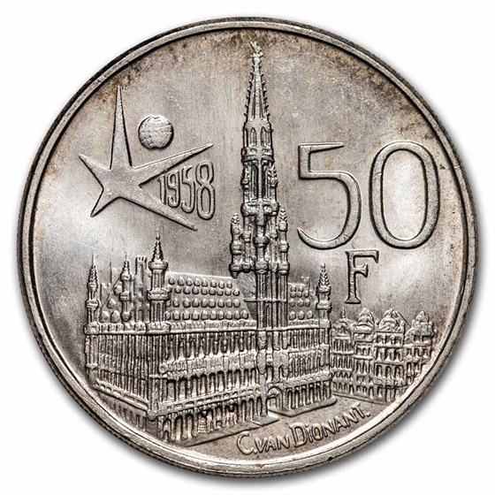 1958 Belgium Silver 50 Francs BU 1958 Belgium Silver 50 Francs BU