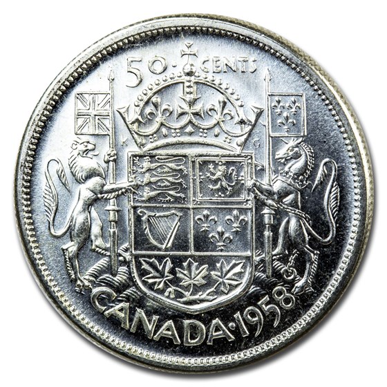1958 Canada Silver 50 Cents Elizabeth II BU/Prooflike 1958 Canada Silver 50 Cents Elizabeth II BU/Prooflike