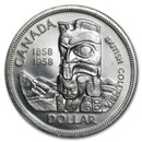 1958 Canada Silver Dollar British Columbia Totem Pole AU