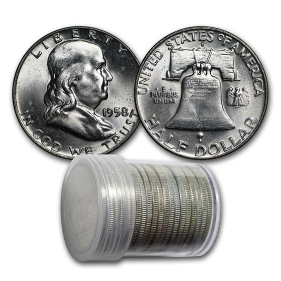 1958-D Franklin Half Dollar 20-Coin Roll BU 1958-D Franklin Half Dollar 20-Coin Roll BU