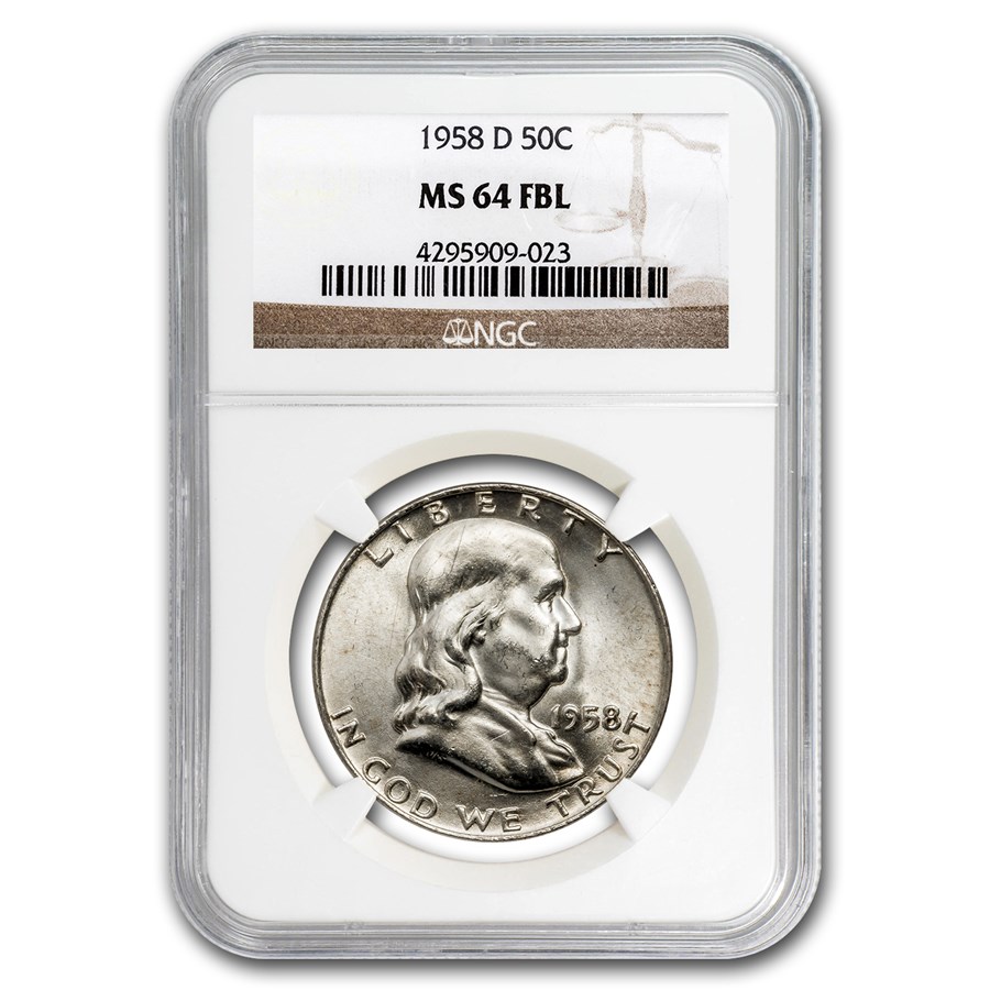 1958-D Franklin Half Dollar MS-64 NGC (FBL)
