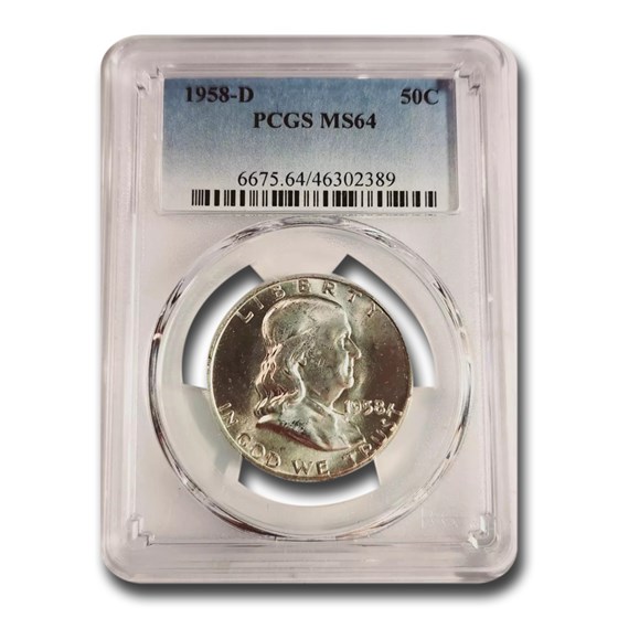 1958-D Franklin Half Dollar MS-64 PCGS 1958-D Franklin Half Dollar MS-64 PCGS