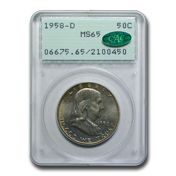 1958-D Franklin Half Dollar MS-65 PCGS CAC (Old Green Rattler) 1958-D Franklin Half Dollar MS-65 PCGS CAC (Old Green Rattler)
