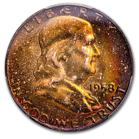 1958-D Franklin Half Dollar MS-66+ PCGS (Beautifully Toned) 1958-D Franklin Half Dollar MS-66+ PCGS (Beautifully Toned)