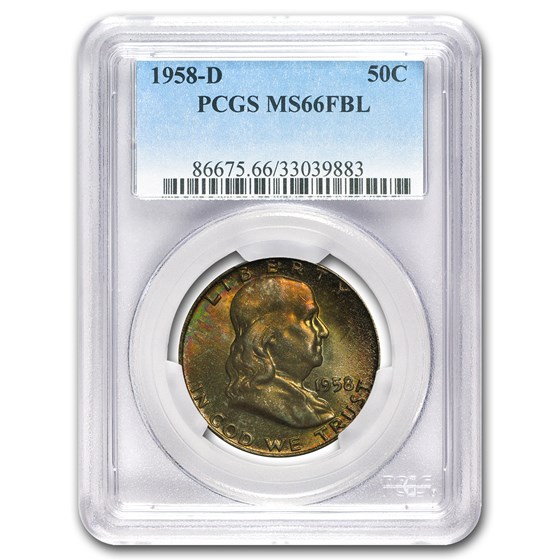 1958-D Franklin Half Dollar MS-66 PCGS (FBL, Toned) 1958-D Franklin Half Dollar MS-66 PCGS (FBL, Toned)