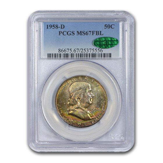 1958-D Franklin Half Dollar MS-67 FBL PCGS CAC 1958-D Franklin Half Dollar MS-67 FBL PCGS CAC