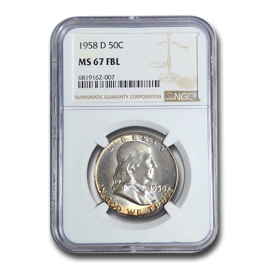 1958-D Franklin Half Dollar MS-67 NGC (FBL)