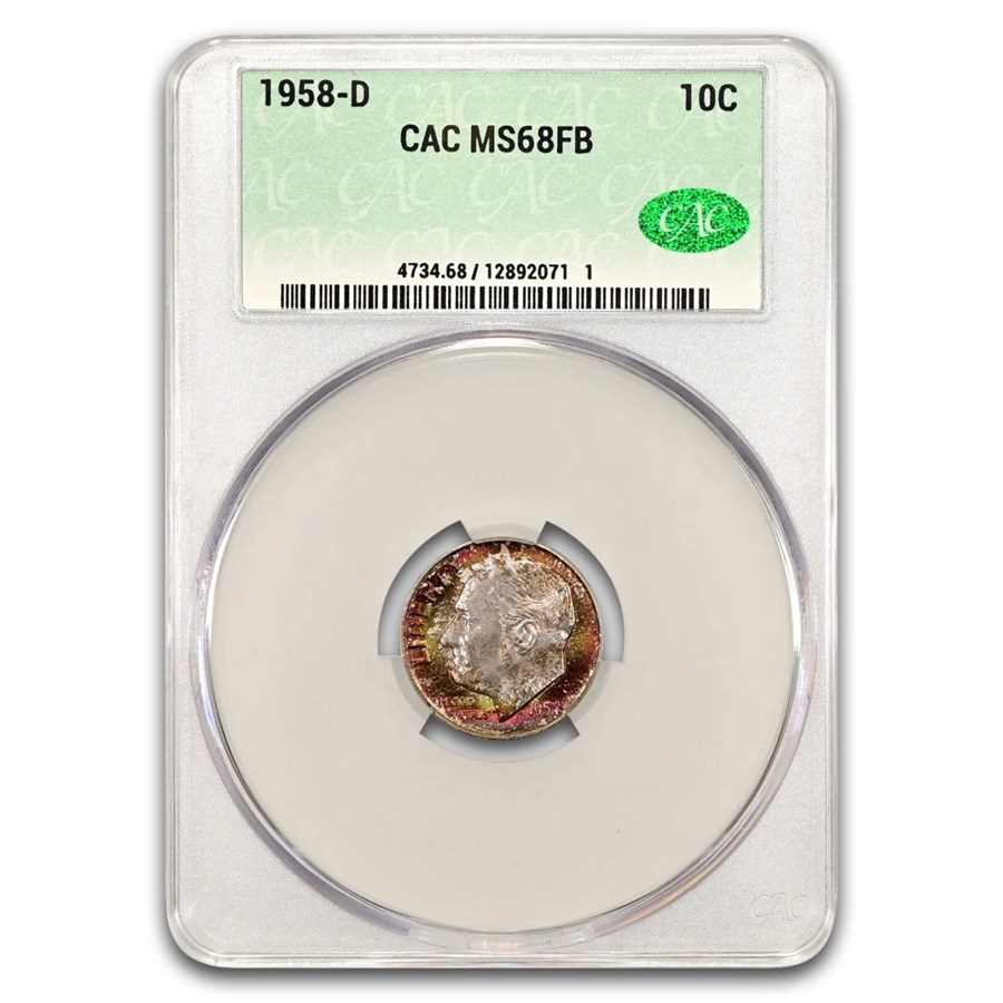 1958-D Roosevelt Dime MS-68 CACG (FB)