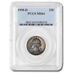 1958-D Washington Quarter MS-64 PCGS 1958-D Washington Quarter MS-64 PCGS