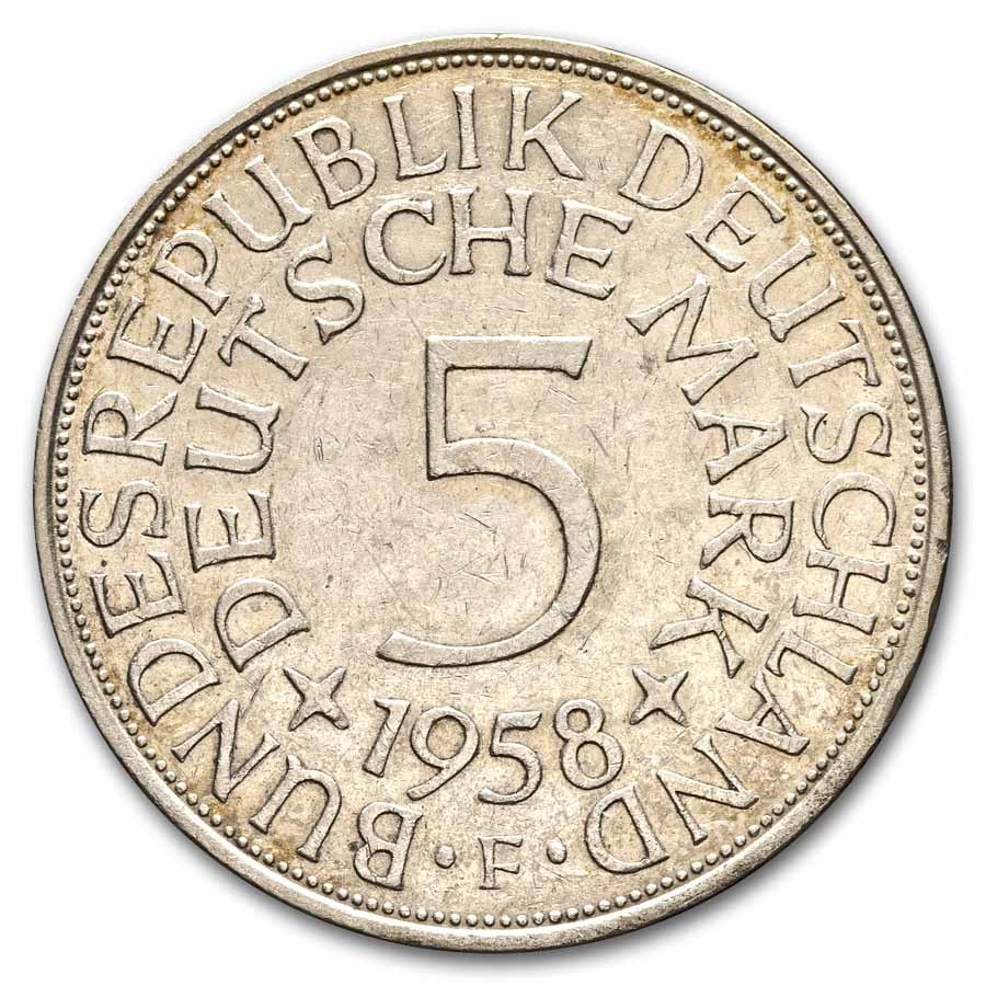1958-F Germany Silver 5 Deutsche Mark XF