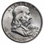 1958 Franklin Half Dollar 20-Coin Roll BU (Bank Wrapped)