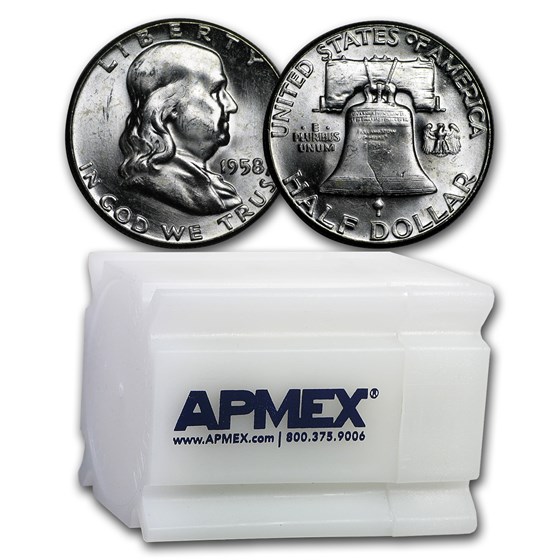 1958 Franklin Half Dollar 20-Coin Roll BU 1958 Franklin Half Dollar 20-Coin Roll BU
