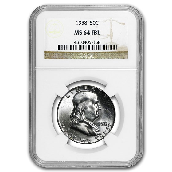 1958 Franklin Half Dollar MS-64 NGC (FBL) 1958 Franklin Half Dollar MS-64 NGC (FBL)