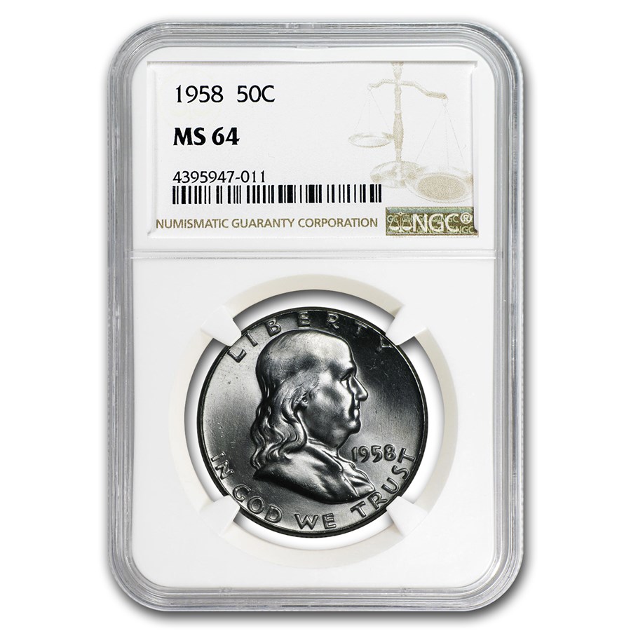 1958 Franklin Half Dollar MS-64 NGC