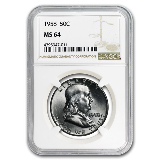 1958 Franklin Half Dollar MS-64 NGC 1958 Franklin Half Dollar MS-64 NGC