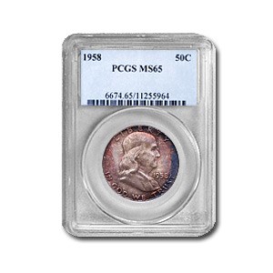 1958 Franklin Half Dollar MS-65 PCGS (Obv Toning) 1958 Franklin Half Dollar MS-65 PCGS (Obv Toning)