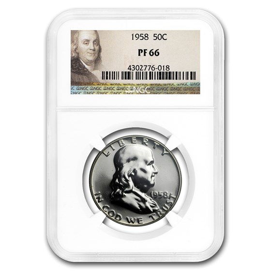 1958 Franklin Half Dollar PF-66 NGC 1958 Franklin Half Dollar PF-66 NGC