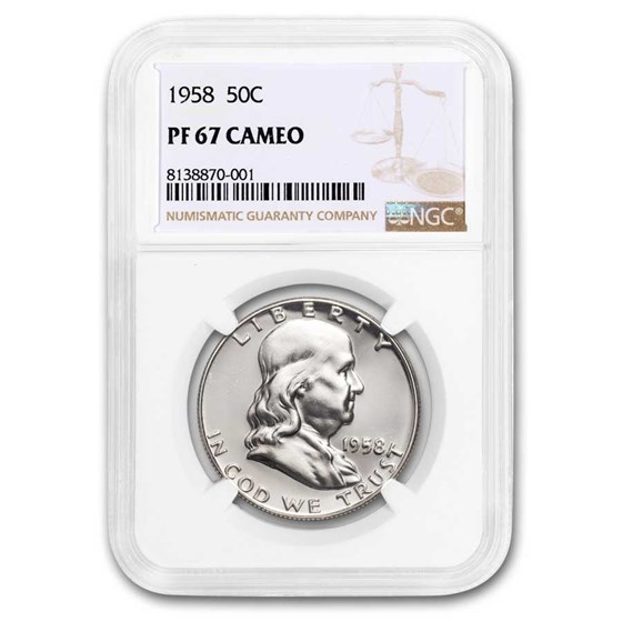 1958 Franklin Half Dollar PF-67 Cameo NGC 1958 Franklin Half Dollar PF-67 Cameo NGC
