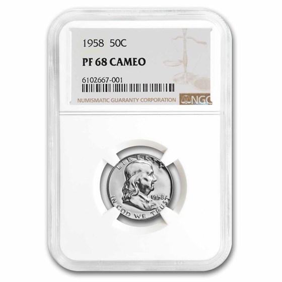 1958 Franklin Half Dollar PF-68 CAM NGC 1958 Franklin Half Dollar PF-68 CAM NGC