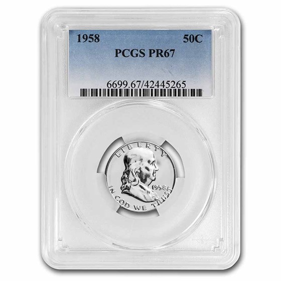 1958 Franklin Half Dollar PR-67 PCGS 1958 Franklin Half Dollar PR-67 PCGS