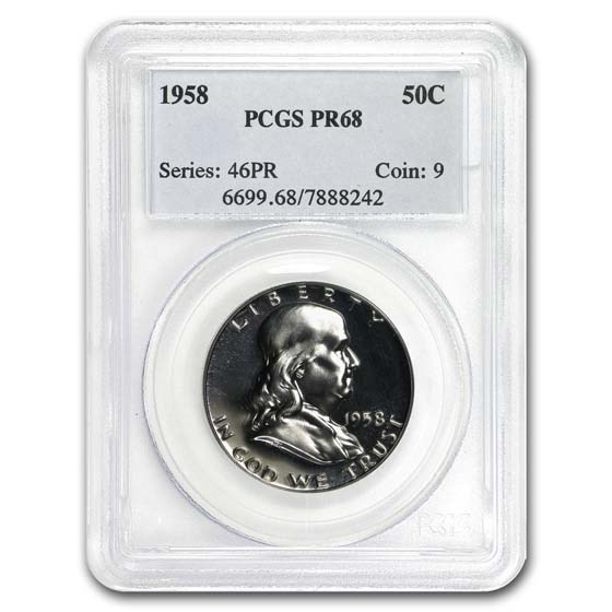 1958 Franklin Half Dollar PR-68 PCGS 1958 Franklin Half Dollar PR-68 PCGS