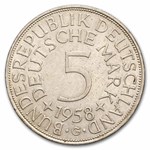 1958-G Germany Silver 5 Deutsche Mark AU