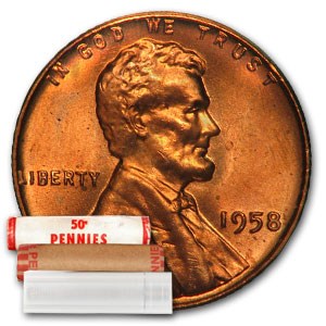 1958 Lincoln Cent 50-Coin Roll BU 1958 Lincoln Cent 50-Coin Roll BU