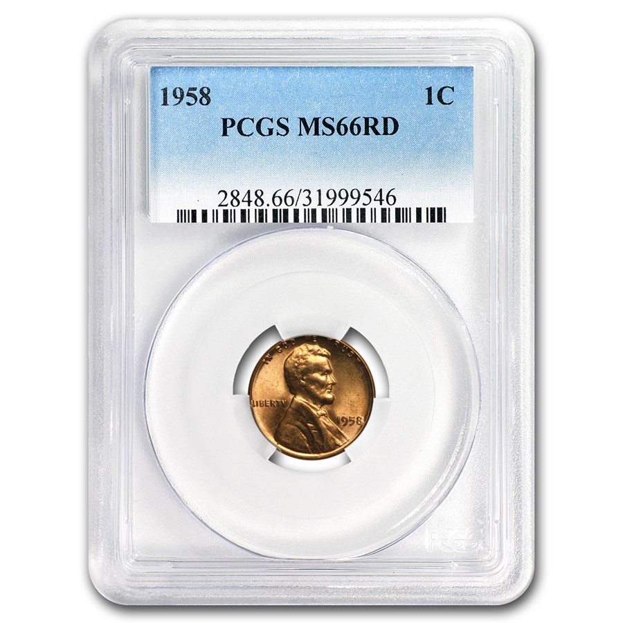 1958 Lincoln Cent MS-66 PCGS (Red)