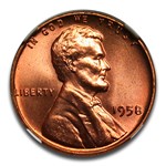1958 Lincoln Cent MS-67 NGC (Red)